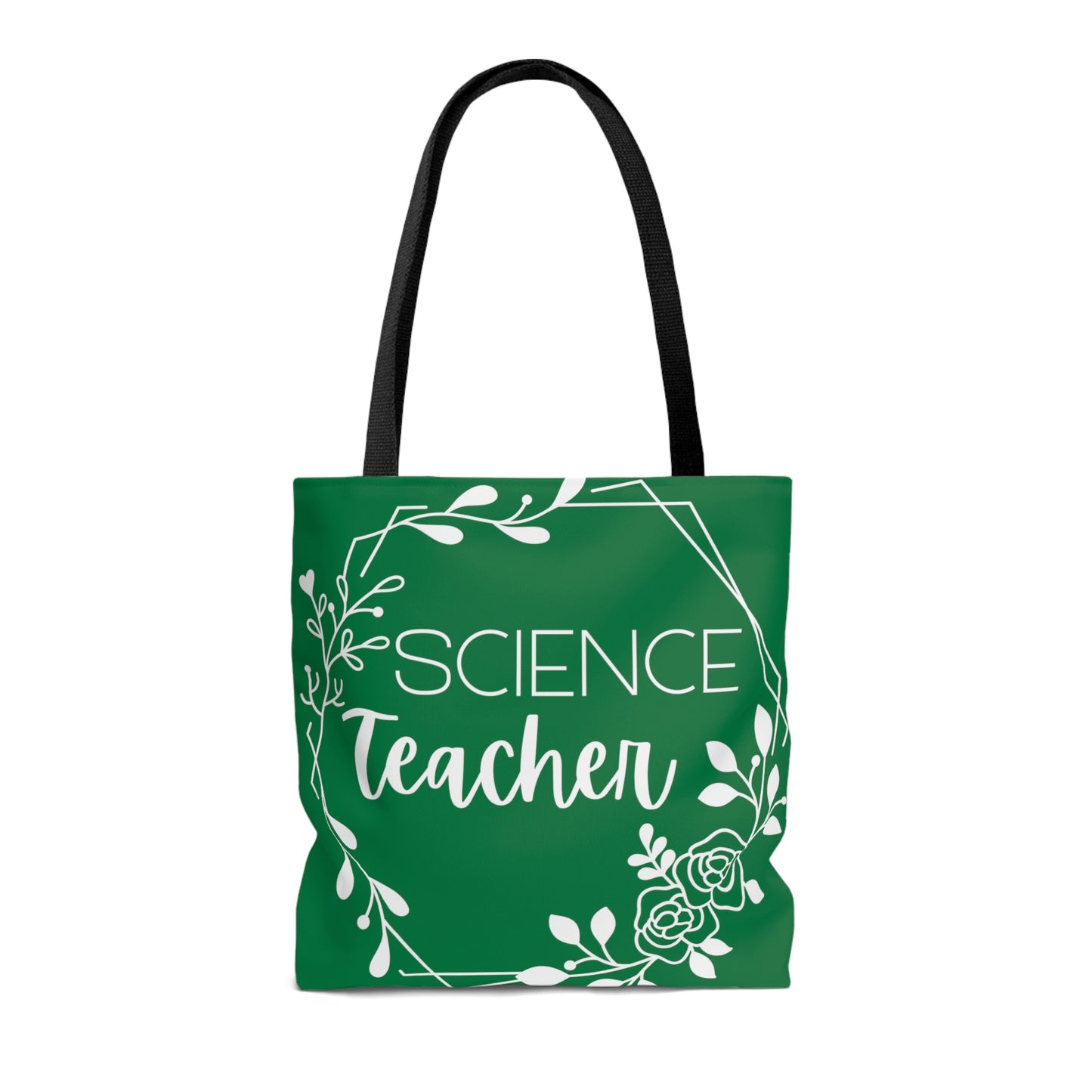 Science Teacher Floral Hexagon Canvas Tote Bag | Green