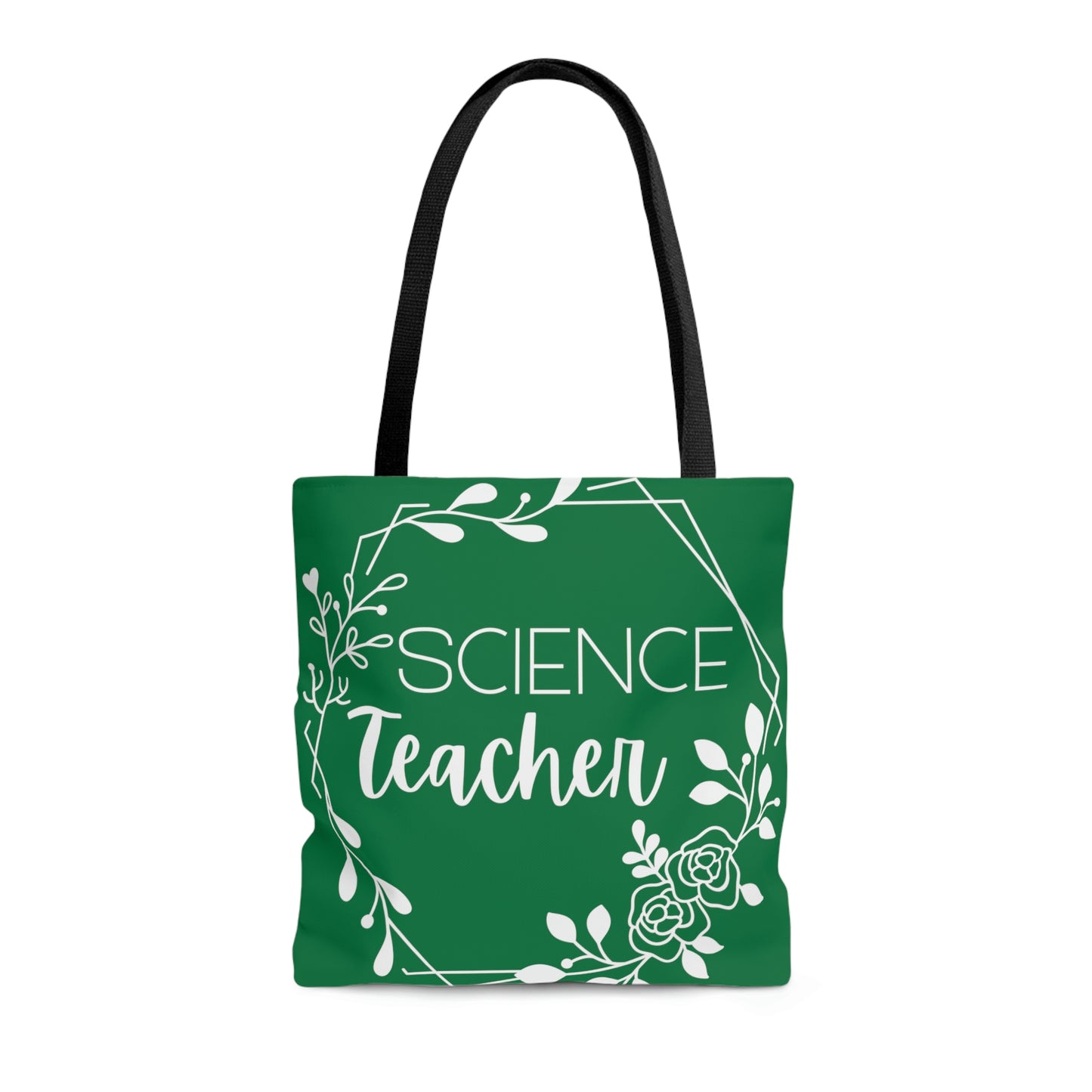 Science Teacher Floral Hexagon Canvas Tote Bag | Green
