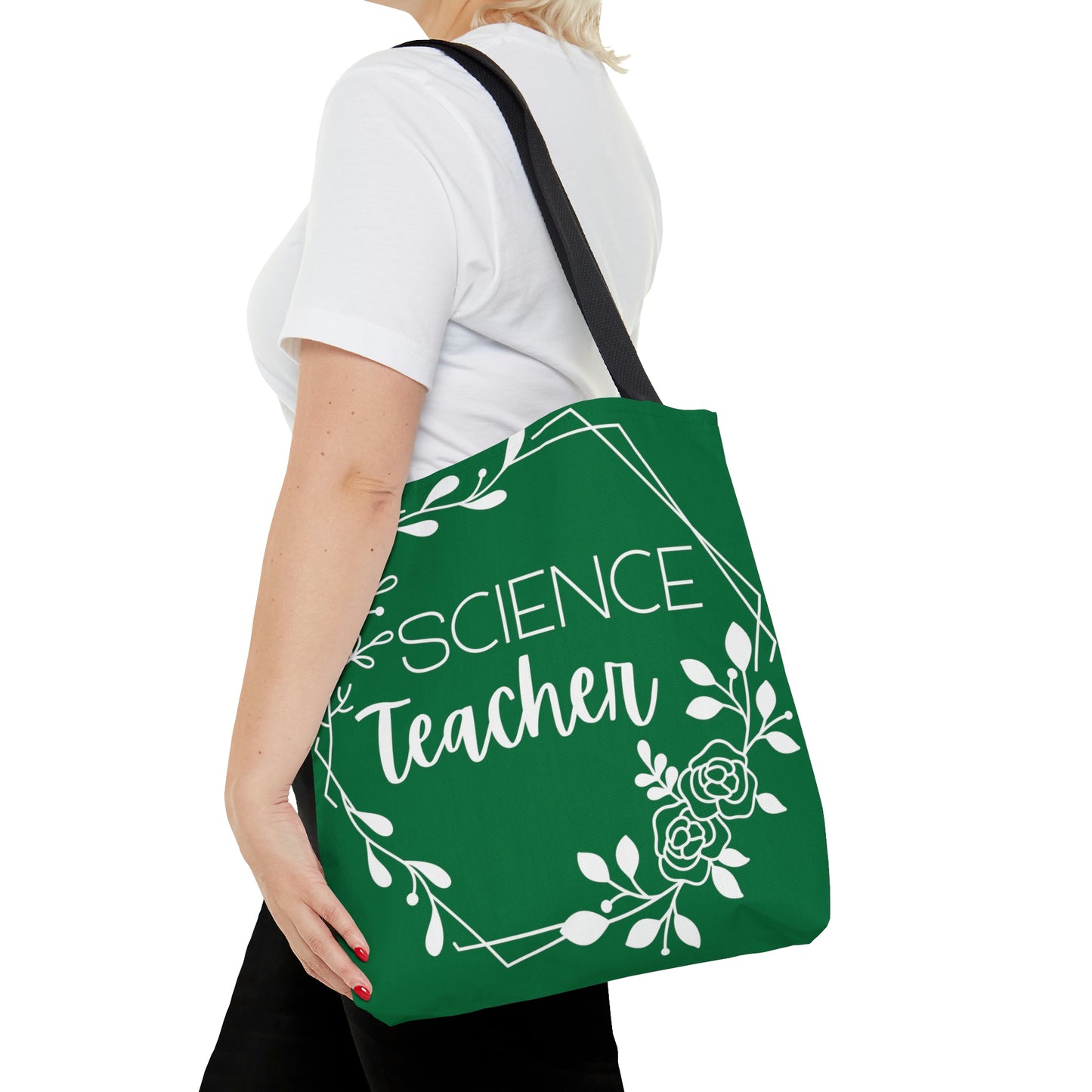 Science Teacher Floral Hexagon Canvas Tote Bag | Green