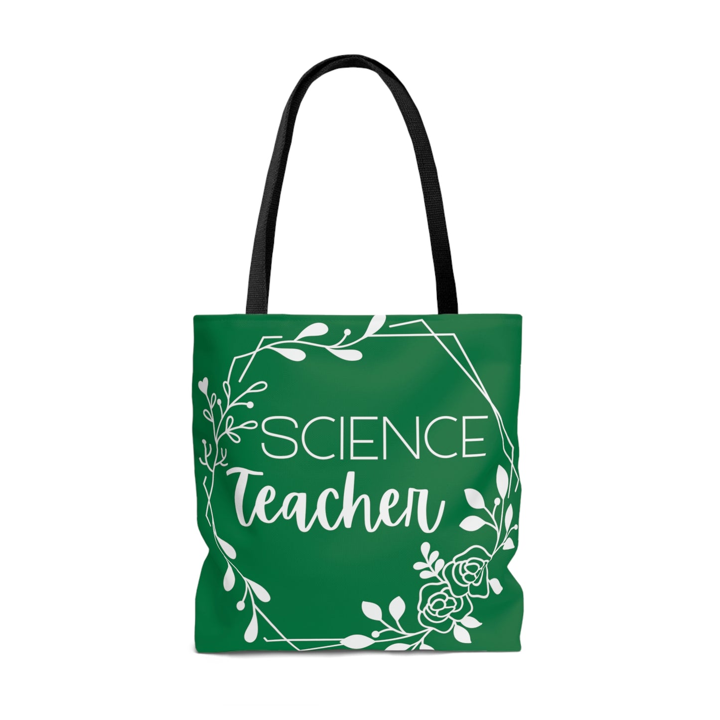 Science Teacher Floral Hexagon Canvas Tote Bag | Green