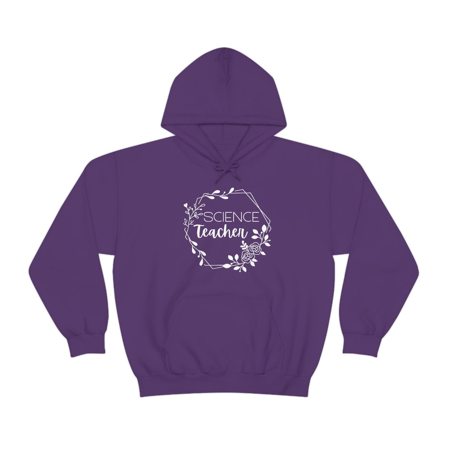 Science Teacher Floral Hexagon Hoodie | Unisex Heavy Blend Sweatshirt