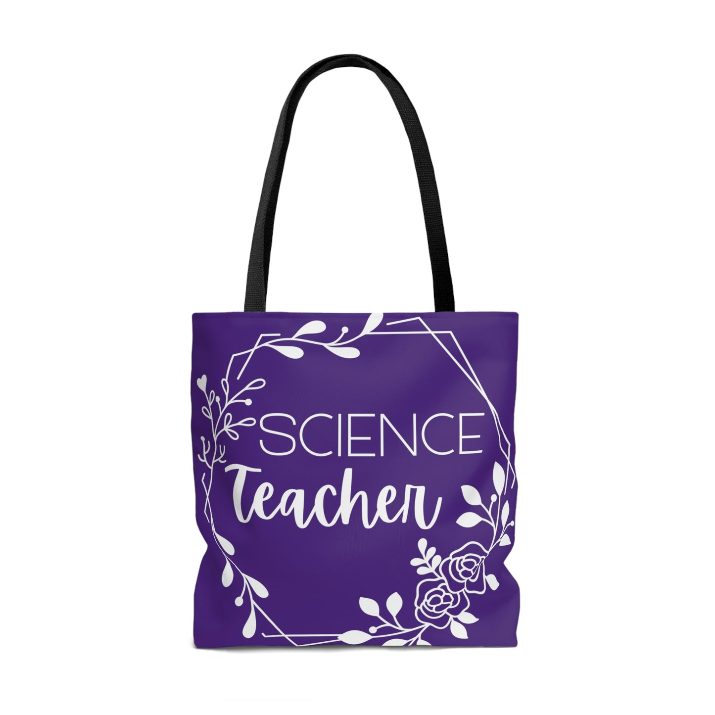 Science Teacher Floral Hexagon Canvas Tote Bag | Purple