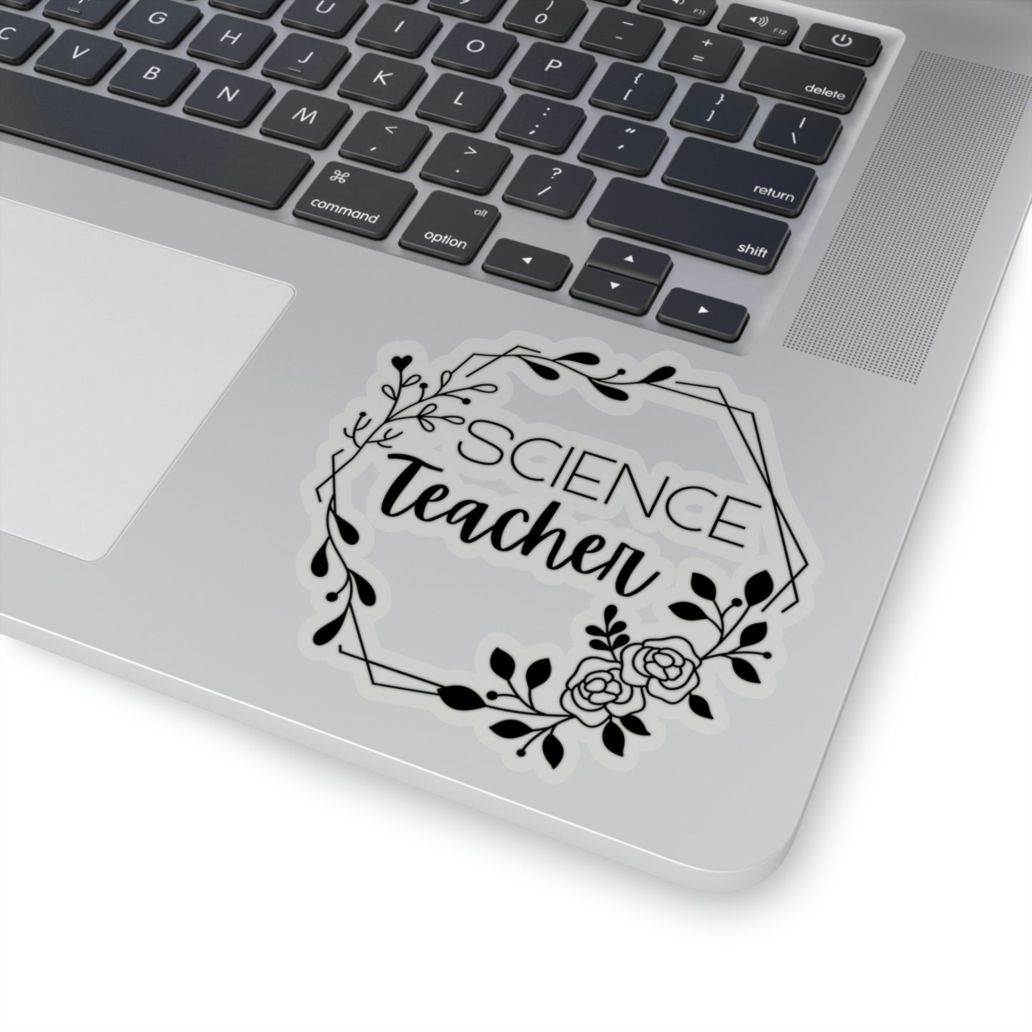 Science Teacher Floral Hexagon Kiss-Cut Sticker