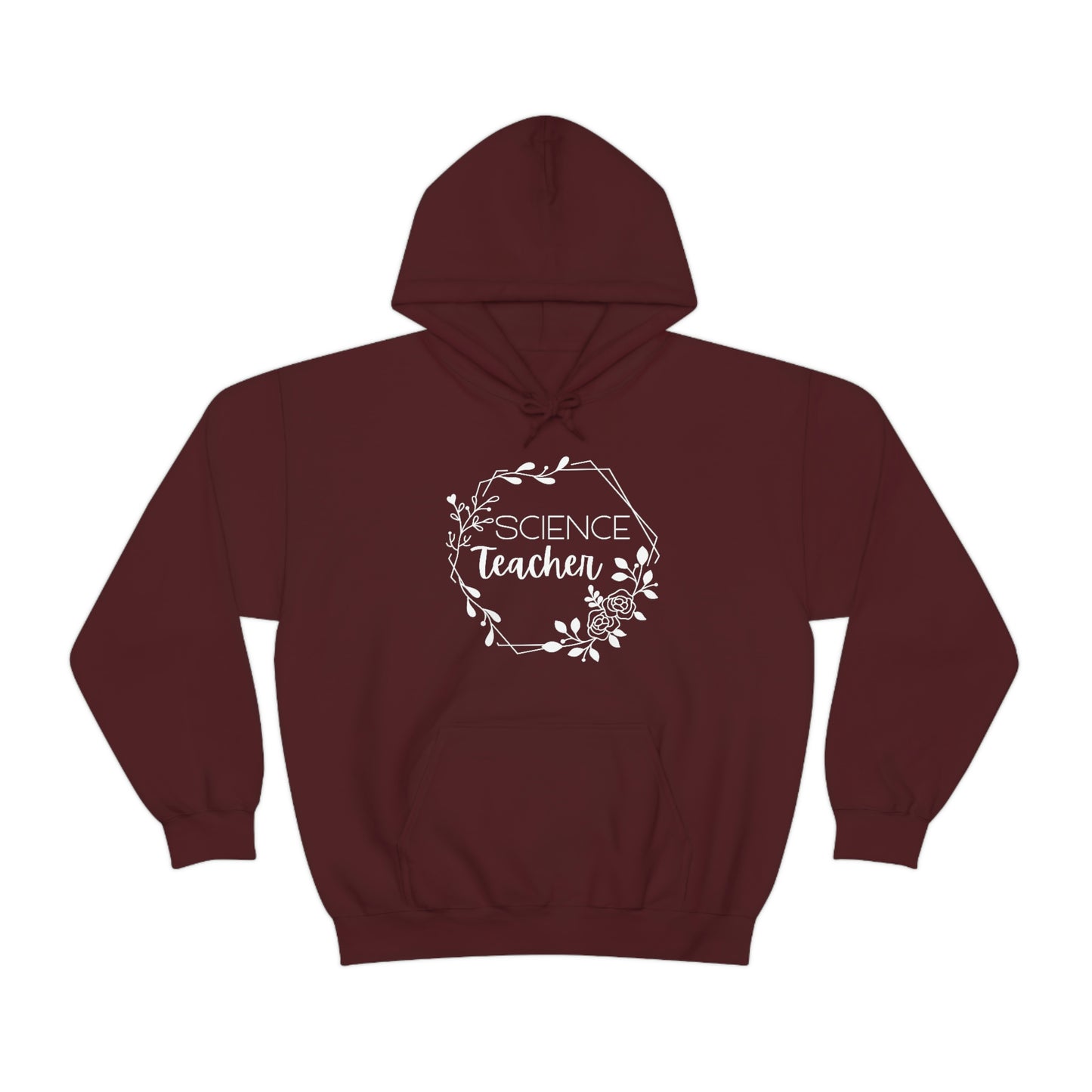 Science Teacher Floral Hexagon Hoodie | Unisex Heavy Blend Sweatshirt