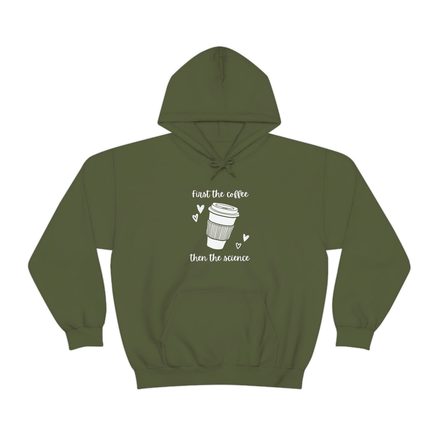 First the Coffee, then the Science Hoodie | Unisex Heavy Blend Sweatshirt