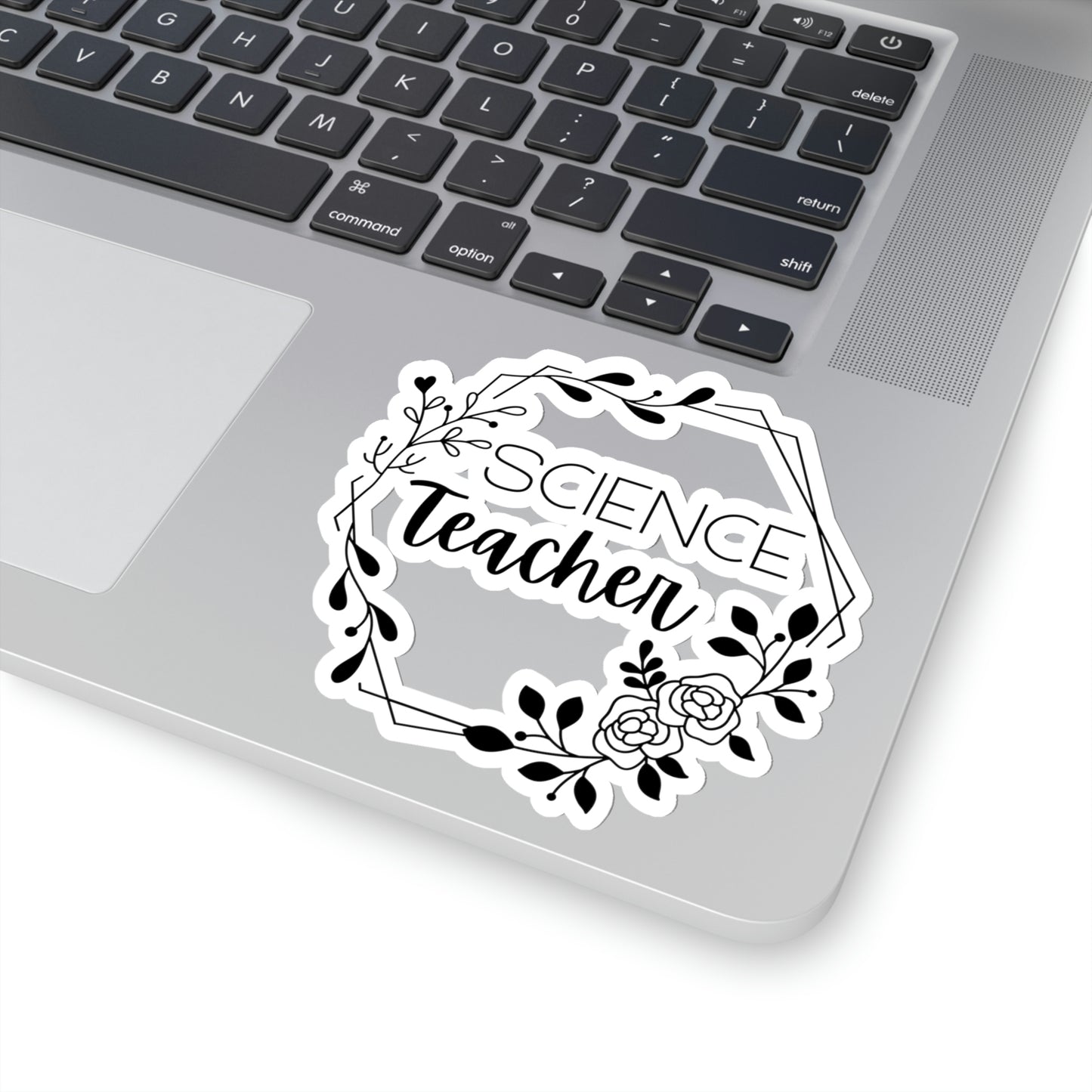 Science Teacher Floral Hexagon Kiss-Cut Sticker