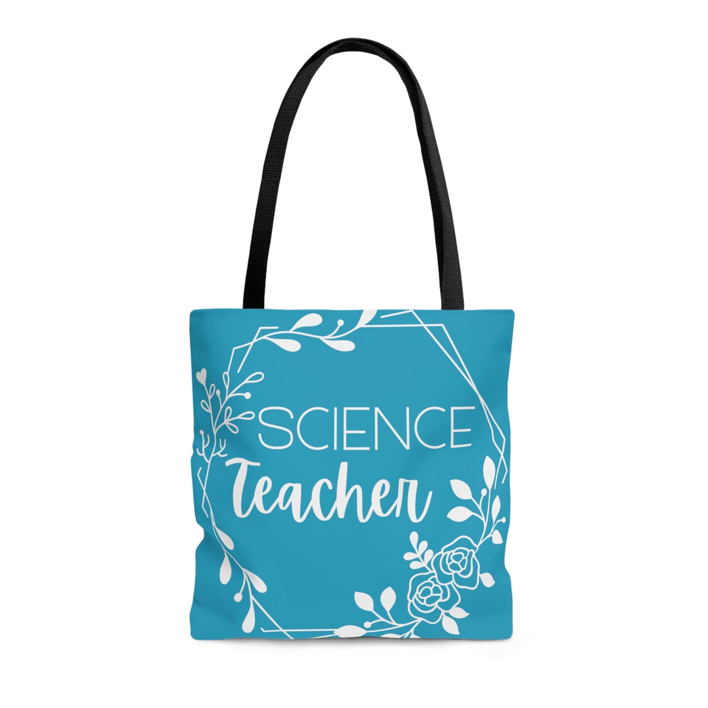 Science Teacher Floral Hexagon Canvas Tote Bag | Turquoise