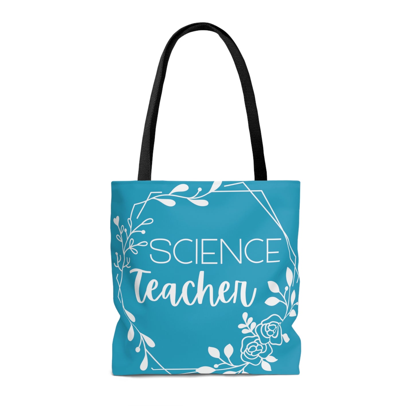 Science Teacher Floral Hexagon Canvas Tote Bag | Turquoise