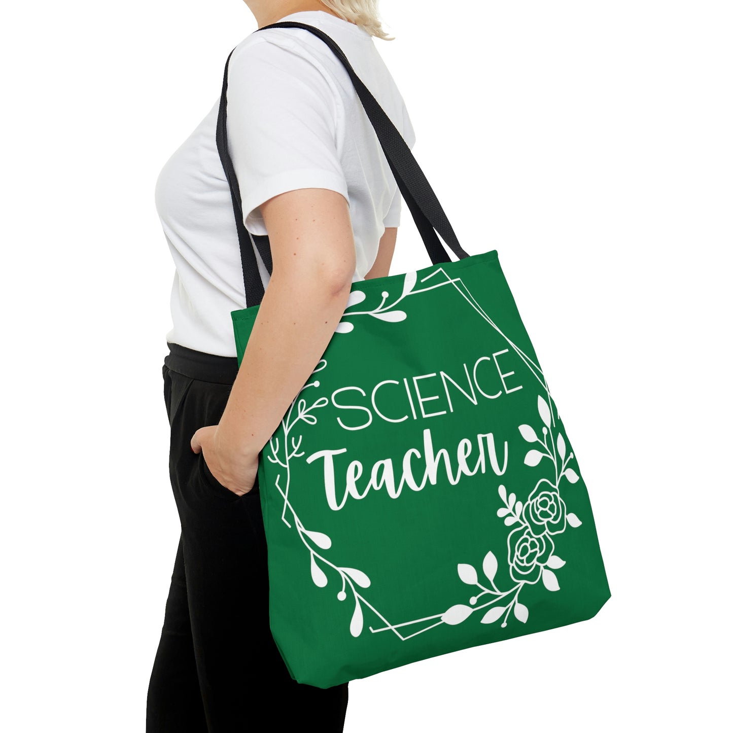 Science Teacher Floral Hexagon Canvas Tote Bag | Green