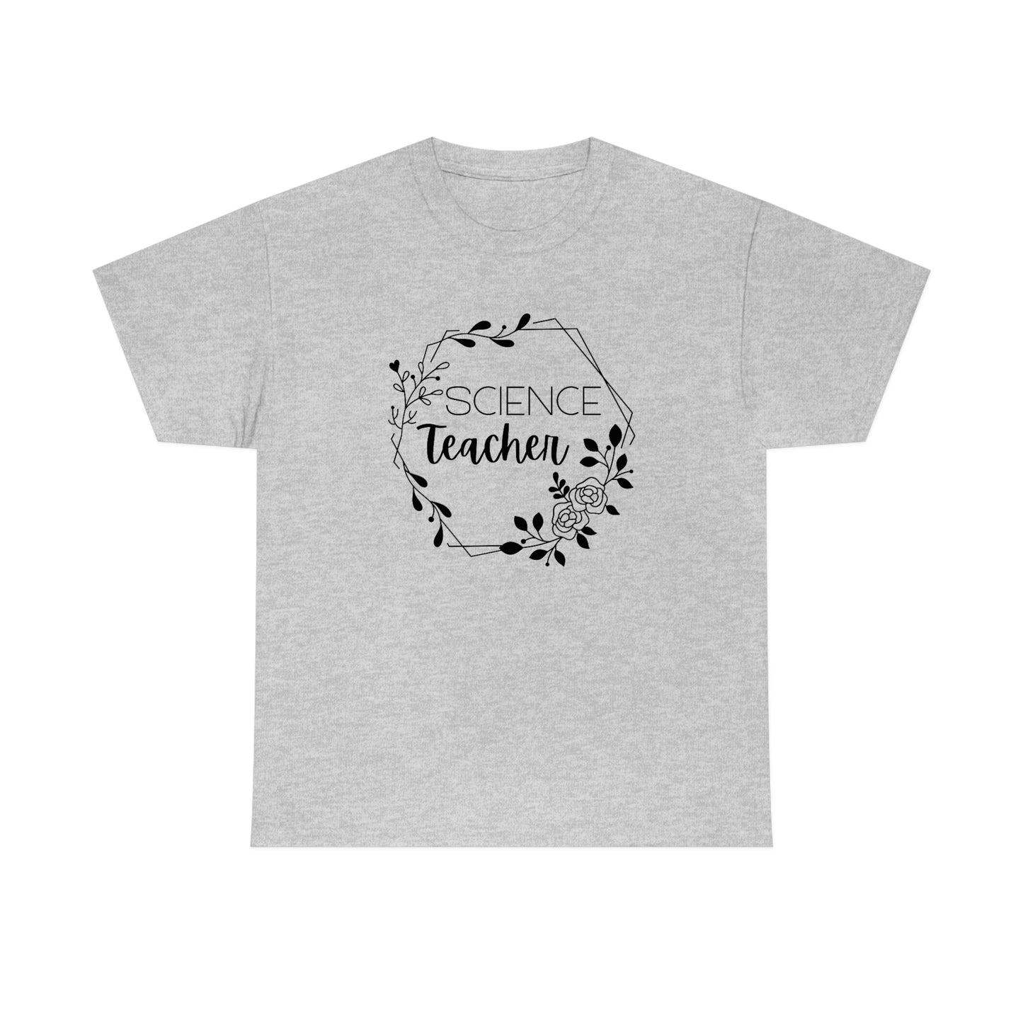 Science Teacher Floral Hexagon | Unisex Heavy Cotton Tee