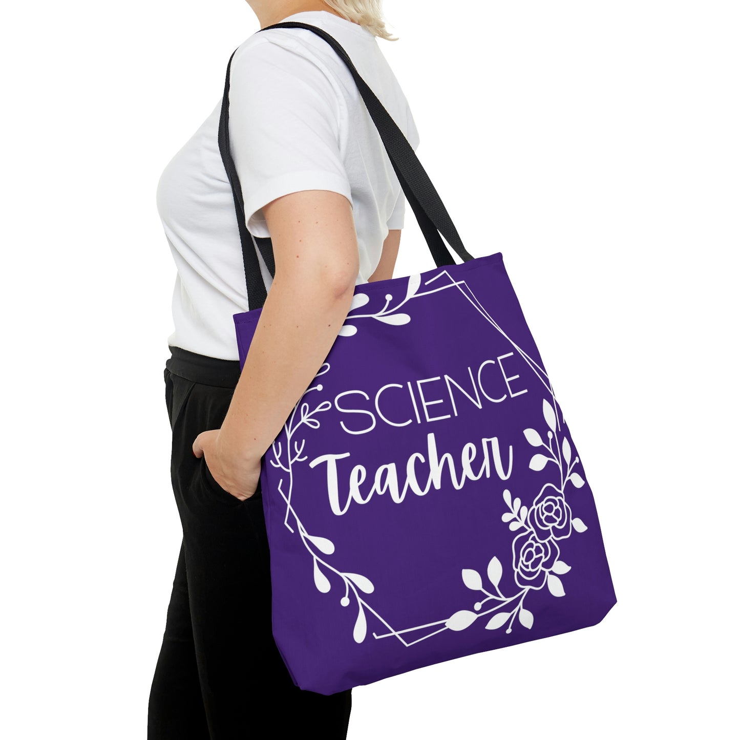 Science Teacher Floral Hexagon Canvas Tote Bag | Purple