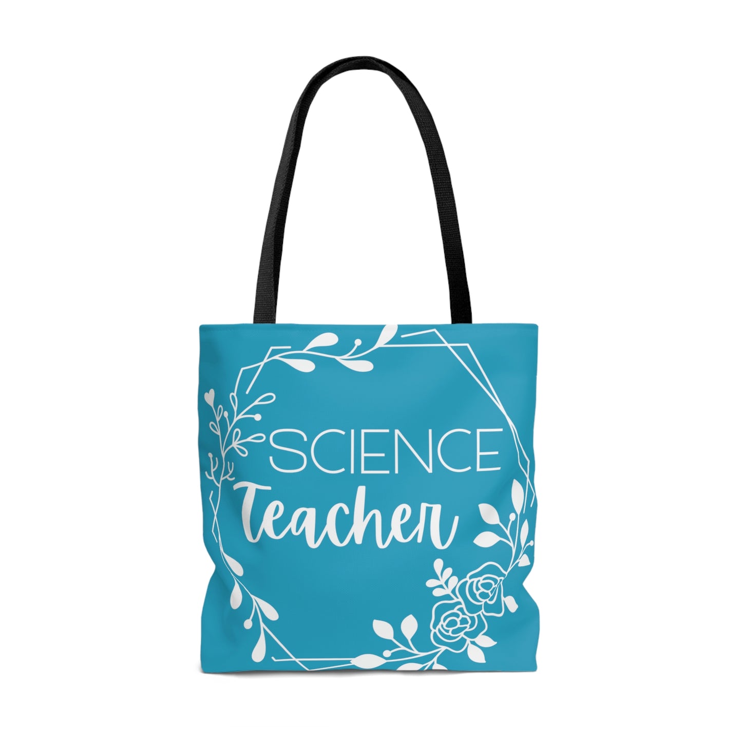 Science Teacher Floral Hexagon Canvas Tote Bag | Turquoise