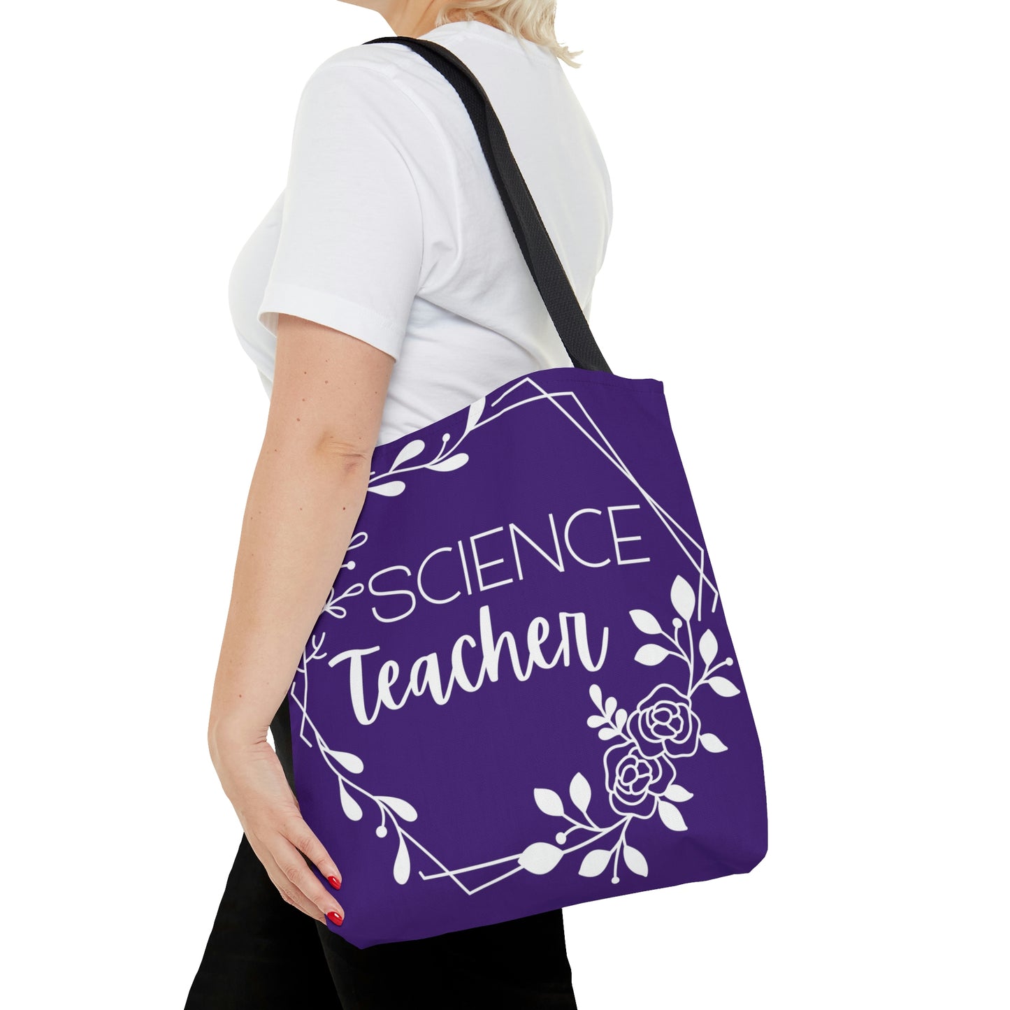 Science Teacher Floral Hexagon Canvas Tote Bag | Purple