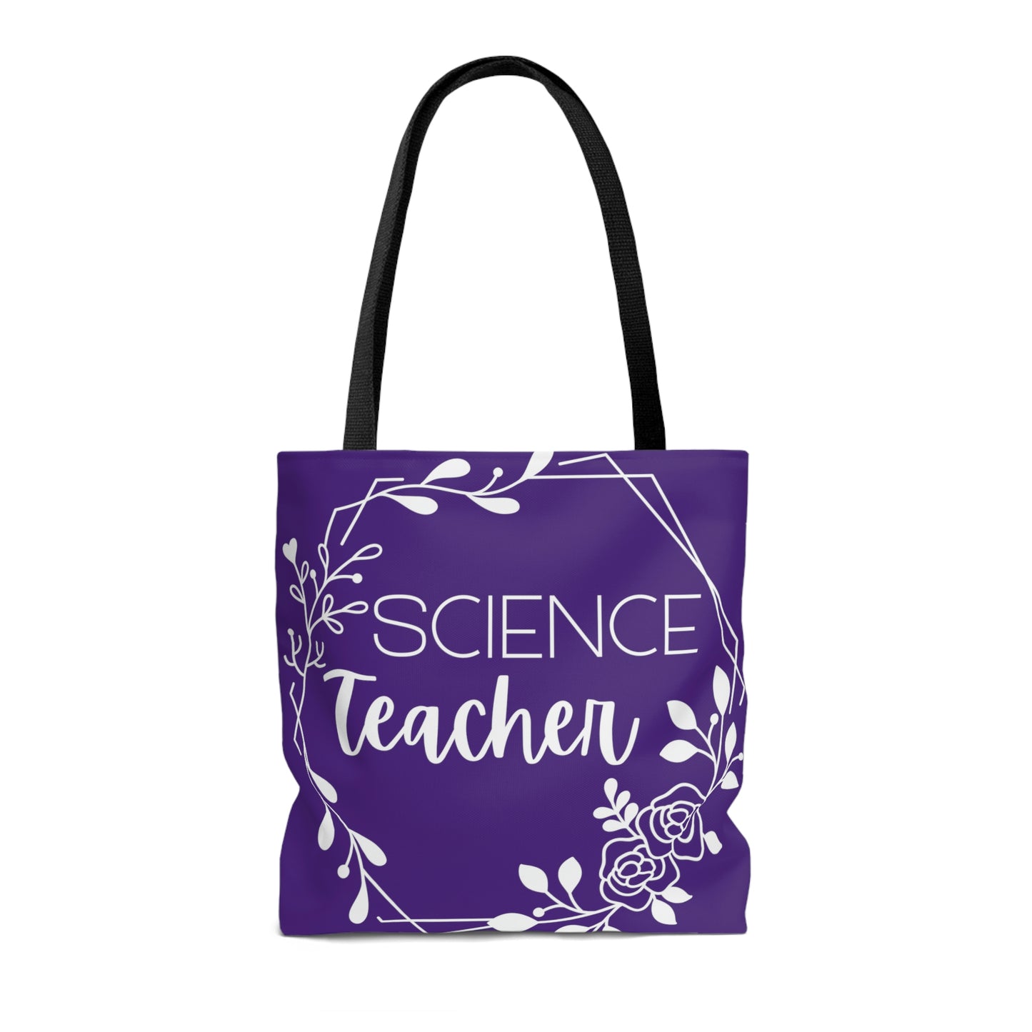 Science Teacher Floral Hexagon Canvas Tote Bag | Purple